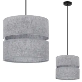 lampa-sufitowa-wiszaca-szara-abazur-20cm-z-tkaniny-lnianej-do-pokoju-20cm