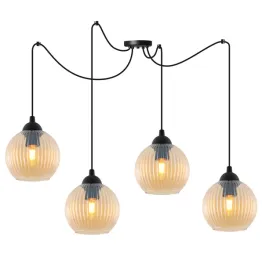 lampa-sufitowa-wiszaca-zyrandol-pajak-loft-miodowe-szklane-kule-ryflowane