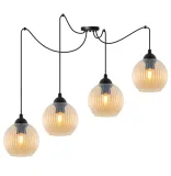 lampa-sufitowa-wiszaca-zyrandol-pajak-loft-miodowe-szklane-kule-ryflowane-stan-opakowania-oryginalne