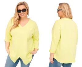 zolty-neon-bluzka-damska-bawelniana-plus-size-asymetryczna-z-dekoltem-v