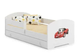 lozko-dzieciece-luk-140x70-z-szuflada-barierka-i-materacem-auto