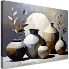 obraz-do-salonu-sypialni-kuchni-biura-martwa-natura-dzbany-liscie