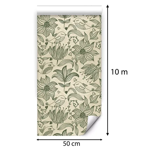 tapeta-na-sciane-oliwkowe-kontury-kwiatow-bezowe-tlo-do-sypialni-salonu-rodzaj-flizelinowa