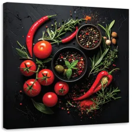 obraz-do-kuchni-restauracji-baru-jadalni-przyprawy-warzywa-pomidory