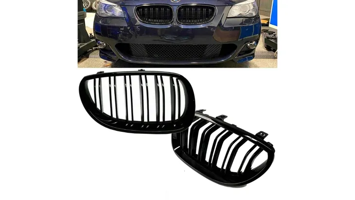 grill-bmw-5-e60-e61-podwojne-zeberka-gloss-black-stan-nowy