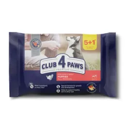 mokra-karma-dla-szczeniat-6x80g-z-indykiem-w-sosie-club-4-paws