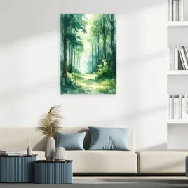 obraz-do-salonu-sypialni-biura-zielony-las-krajobraz-natura-w-stylu-scandi