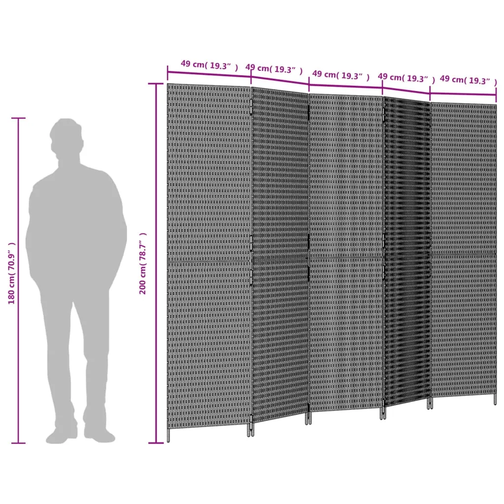 parawan-polirattanowy-brazowy-5-paneli-245x200cm-stan-nowy