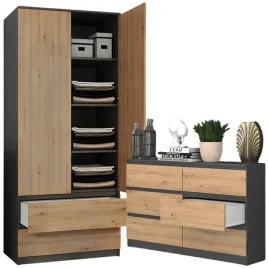 zestaw-szafa-z-drazkiem-90-cm-komoda-z-6-szufladami-120-cm-antracyt-artisan