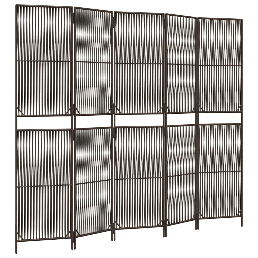 parawan-5-panelowy-brazowy-polirattan