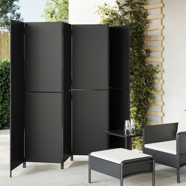 parawan-6-panelowy-czarny-polirattan-stan-nowy