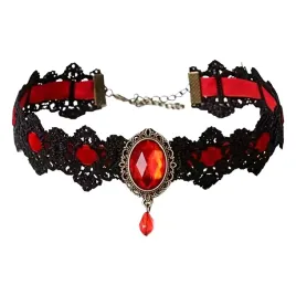 gotycki-koronkowy-choker-z-kamieniem-czerwony