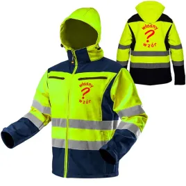 kurtka-robocza-softshell-z-kapturem-zolta-neo-z-haftem-wlasnego-wzoru