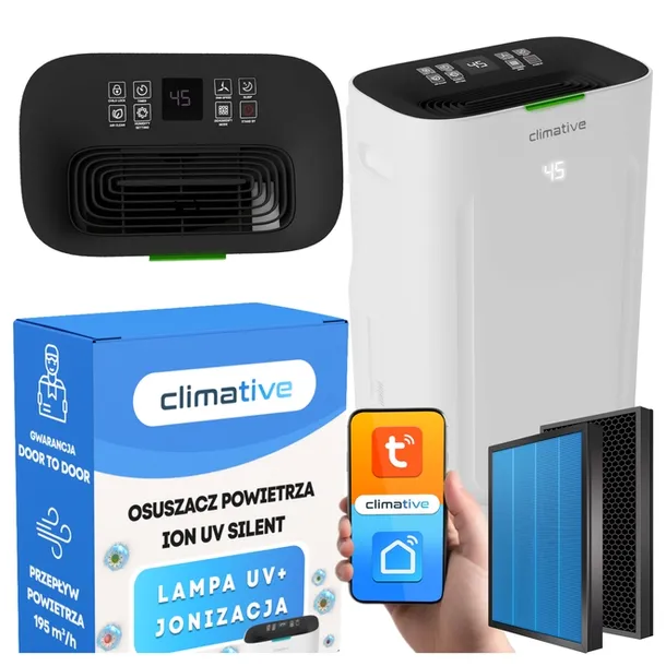 Osuszacz powietrza Climative DH-20S UV Silent z funkcją UV i Wi-Fi do pomie