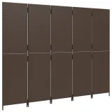 parawan-5-panelowy-brazowy-polirattan-producent-vidaxl
