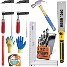 zestaw-stolarski-mlotek-wiertla-pila-miara-scisk-do-drewna-drel