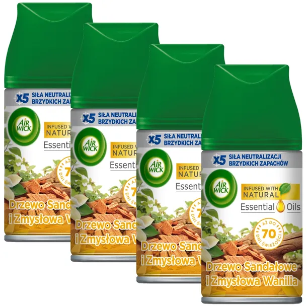 AIR WICK WKŁADY DO ODŚWIEŻACZA POWIETRZA DRZEWO SANDAŁOWE WANILIA 4X 250ML