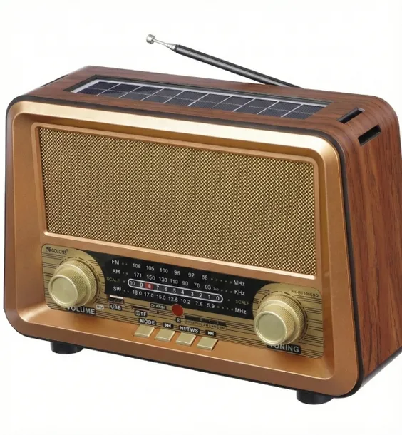 Radio Drewniane Retro z Solarnym Zasilaniem i Bluetooth FM/AM Przenośne