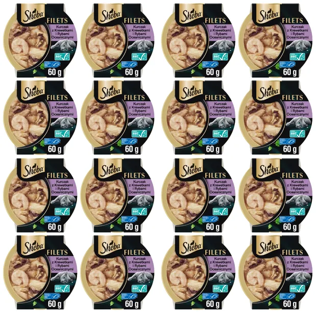 Sheba Filets Sos Kurczak Ryby Krewetki 16x60g