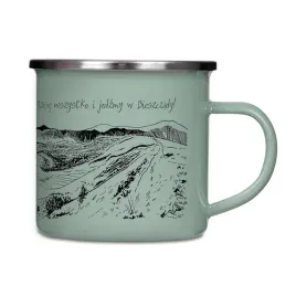 kubek-emaliowany-bieszczady-szarozielony