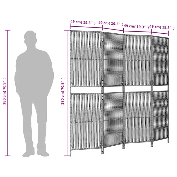 parawan-4-panelowy-czarny-polirattan-kod-producenta-365376-stan-nowy