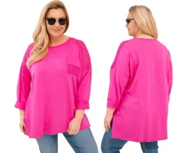 fuksja-bluzka-damska-oversize-z-koronkowymi-wstawkami