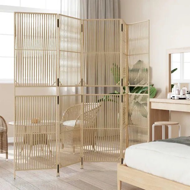 parawan-5-panelowy-bezowy-polirattan-kod-producenta-365399