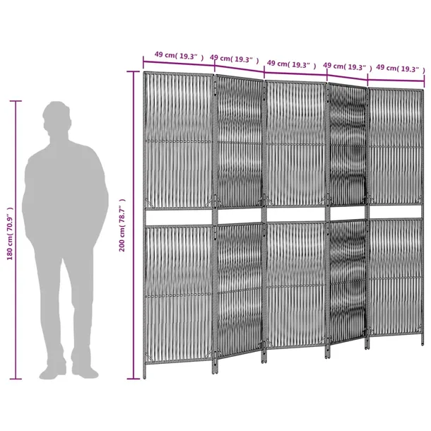 parawan-5-panelowy-bezowy-polirattan-kod-producenta-365399-stan-nowy