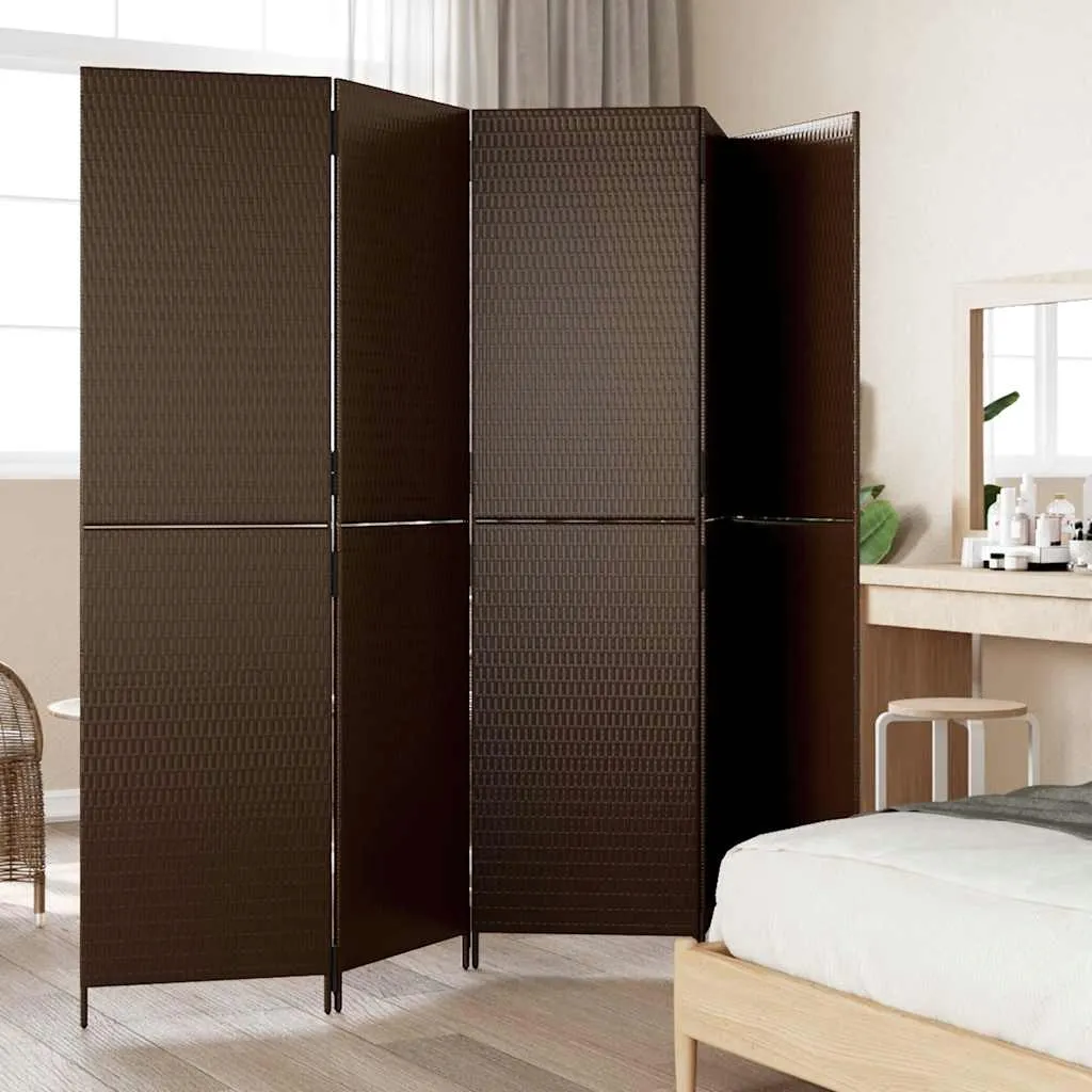 parawan-5-panelowy-brazowy-polirattan-stan-nowy