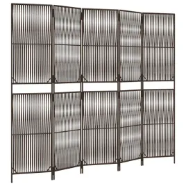 parawan-5-panelowy-brazowy-polirattan