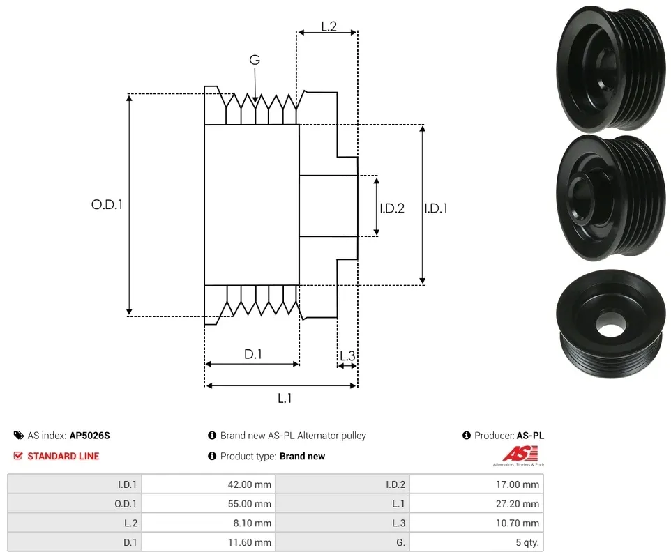 kola-pasowe-alternatora-ap5026s-as-pl-stan-nowy
