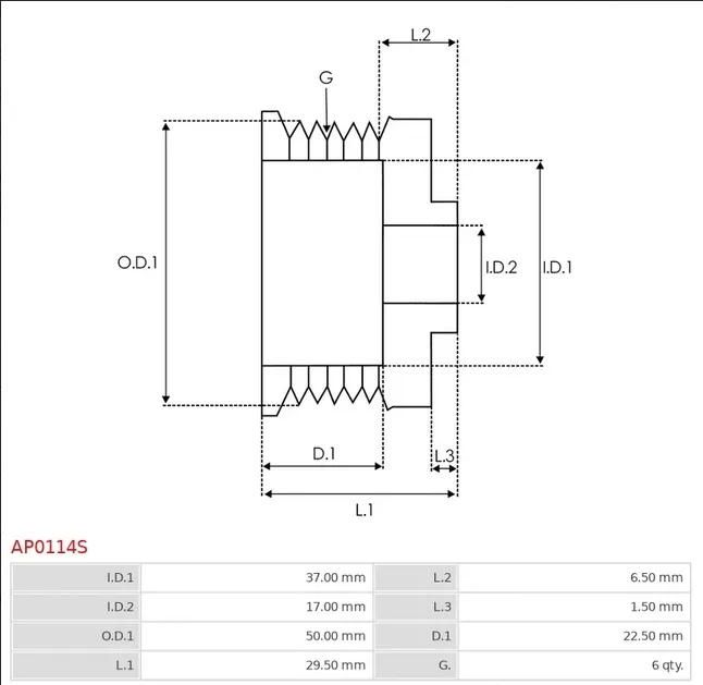 kolo-pasowe-alternatora-ap0114s-as-pl-stan-nowy