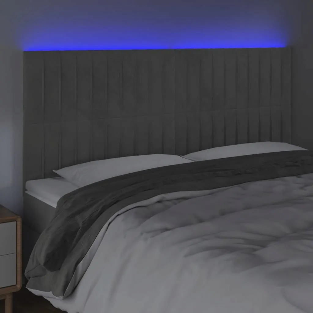 zaglowek-led-jasnoszary-200x118cm-aksamit-stan-nowy