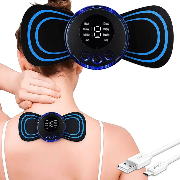 ELEKTROSTYMULATOR MASUJĄCY MINI MASAŻER SZYI KARKU CIAŁA MIĘŚNI EMS 8x TRYB