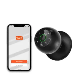 smart-zamek-elektroniczny-okragla-klamka-odcisk-pin-karta-tuya-wifi-czarna