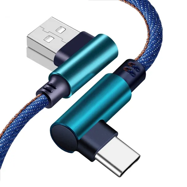 KABEL USB-C SZYBKIE ŁADOWANIE 2m KĄTOWY 90°
