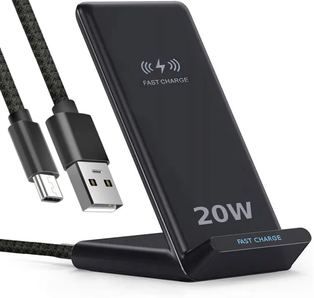 Ładowarka indukcyjna QI bezprzewodowa 20W LED + kabel USB-C 1M