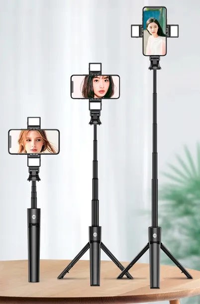 kijek-do-selfie-tripod-statyw-pilot-bluetooth-led-kolor-czarny-stan-nowy