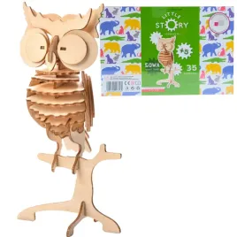 little-story-drewniane-puzzle-model-3d-sowa