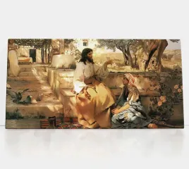 jezus-i-samarytanka-obraz-religijny-na-plotnie-format-30x70-cm