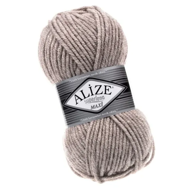 Włóczka Alize Superlana Maxi - 207 Ciemny Beżowy z Wełną