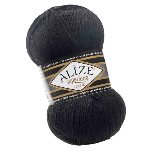 Włóczka Alize Superlana Klasik - 60 Czarny z Wełną