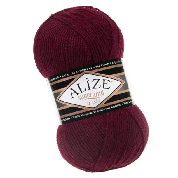 Włóczka Alize Superlana Klasik - 57 Bordowy z Wełną