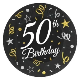 talerzyki-papierowe-50th-birthday-czarne-18cm-6-sztuk-pw-t507