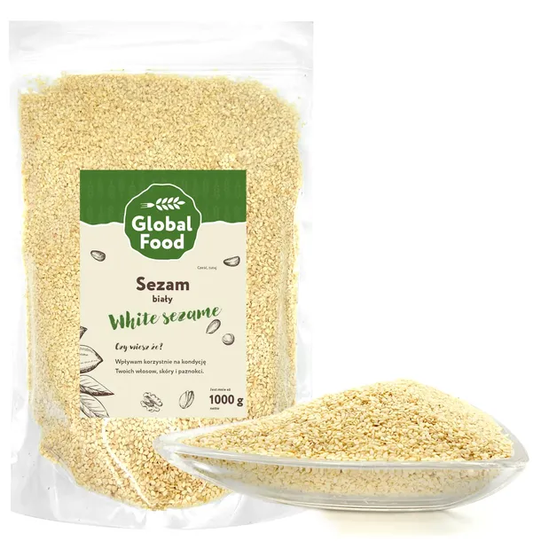 SEZAM BIAŁY ŁUSKANY 1kg (1000g) NATURALNE ZIARNO