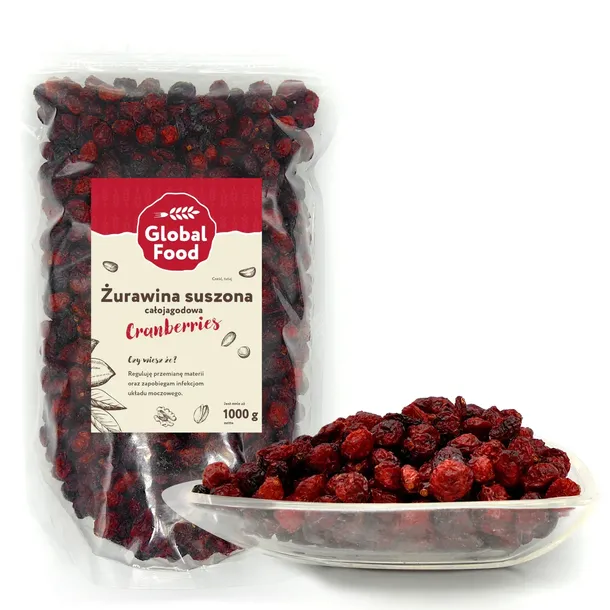 ŻURAWINA SUSZONA CAŁE OWOCE 1kg (1000g) NATURALNA CAŁOJAGODOWA