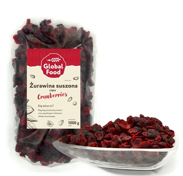 ŻURAWINA SUSZONA Cięta 1kg (1000g) BEZ KONSERWANTÓW