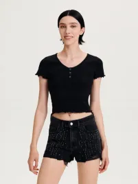 czarne-bawelniane-spodenki-z-detalami-reserved-m