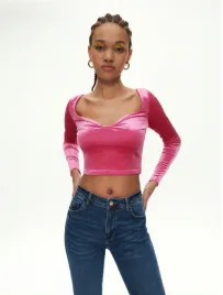 rozowy-welurowy-top-z-dlugim-rekawem-reserved-xs