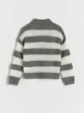 szaro-bialy-sweter-w-paski-reserved-146-stan-nowy